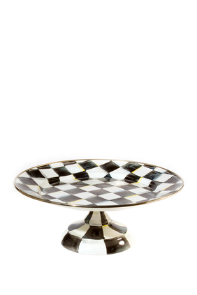 Courtly Check Enamel Small Pedestal Platter